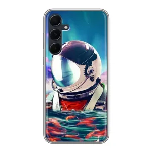 Силіконовый Чохол з принтом "Космонавти" на Samsung Galaxy A55 (Космонавт у воді)