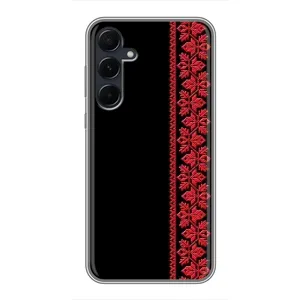 Силиконовый Чехол на Samsung Galaxy A55 с картинкой Вышиванки (Вышиванка на черном)
