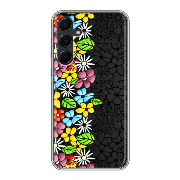 Чехол с рисунком «Яркие цветы на черном» для Samsung Galaxy A55 Чехол с рисунком «Яркие цветы на черном» для Samsung Galaxy A55