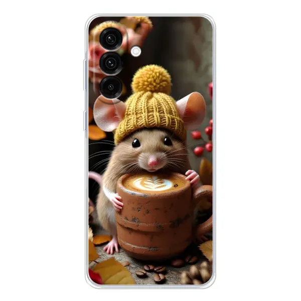 Чехол с рисунком «Мышка с кофе» для Samsung Galaxy A56 5G Чехол с рисунком «Мышка с кофе» для Samsung Galaxy A56 5G