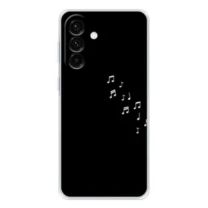 Чехол с картинками на черном фоне для Samsung Galaxy A56 5G (Ноты)