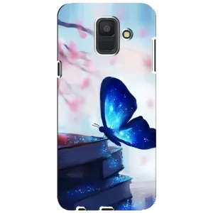 Силиконовый бампер с картинкой животных для Samsung Galaxy A6 2018, A600F (Бабочка синяя)