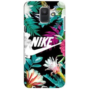 Силиконовый Чехол на Samsung Galaxy A6 2018, A600F с картинкой Nike (Цветочный Nike)