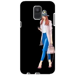 Чехол с картинкой Модные Девчонки Samsung Galaxy A6 2018, A600F (Девушка со смартфоном)