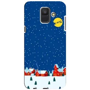 Силиконовый бампер на рождество для Samsung Galaxy A6 2018, A600F (Город в снегу)