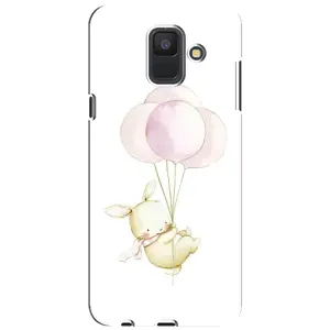 Силиконовый бампер с картинкой животных для Samsung Galaxy A6 2018, A600F (Кролик и шарики)