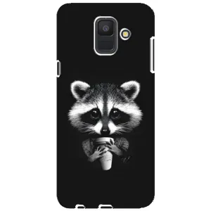 Силиконовый Чехол с Енотами на Samsung Galaxy A6 2018, A600F (С кофем)