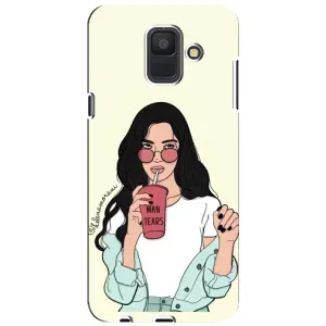 Силиконовый Чехол на Samsung Galaxy A6 2018, A600F с картинкой Стильных Девушек (С напитком)