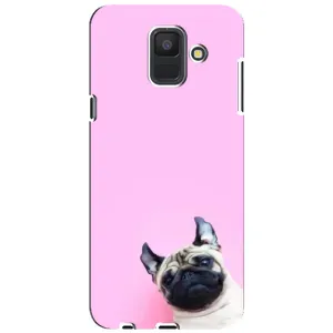 Бампер для Samsung Galaxy A6 2018, A600F с картинкой "Песики" (Собака на розовом)