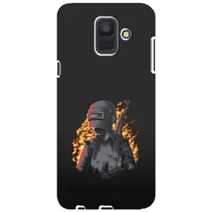 Силиконовый чехол с картинкой "Герой Pubg" на Samsung Galaxy A6 2018, A600F (В огне)