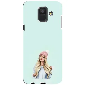Силиконовый Чехол на Samsung Galaxy A6 2018, A600F с картинкой Стильных Девушек (В шапке)