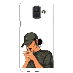 Силиконовый Чехол на Samsung Galaxy A6 2018, A600F с картинкой Стильных Девушек (В зеленом)