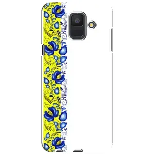 Силіконовый Чохол на Samsung Galaxy A6 2018, A600F з картинкой Вишиванки (Жовто-біла вишиванка)