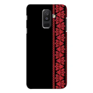 Силиконовый Чехол на Samsung Galaxy A6 Plus 2018 ( A605) с картинкой Вышиванки (Вышиванка на черном)