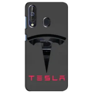 Силиконовый бампер с картинкой машины на Samsung Galaxy A60 2019 (A605F) (Logo TESLA)