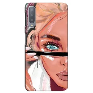 Силиконовый Чехол на Samsung Galaxy A7-2018, A750 с картинкой Стильных Девушек (Девушка и ресницы)