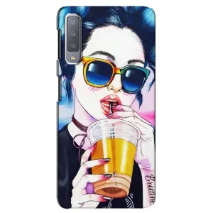 Чехол с картинкой Модные Девчонки Samsung Galaxy A7-2018, A750 (Девушка с коктейлем)