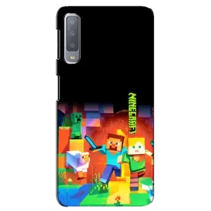 Чехлы для Samsung Galaxy A7-2018, A750 (Персонажи Майн Крафт) (Герой Майнкрафт)