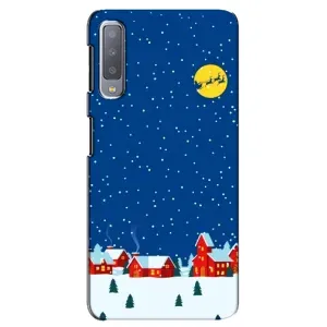 Силиконовый бампер на рождество для Samsung Galaxy A7-2018, A750 (Город в снегу)
