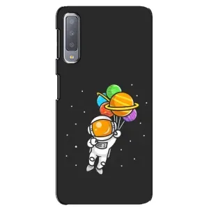 Силиконовый Чехол с принтом "Космонавты" на Samsung Galaxy A7-2018, A750 (Космонавт с шариками)