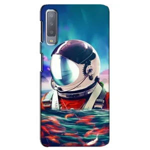 Силиконовый Чехол с принтом "Космонавты" на Samsung Galaxy A7-2018, A750 (Космонавт в воде)