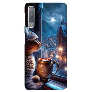 Чехлы на Новый Год Samsung Galaxy A7-2018, A750 (Кот новогодний)