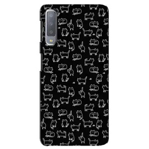 Чехол на тематику: Коты для Samsung Galaxy A7 2018 (A750) (Котики на черном)