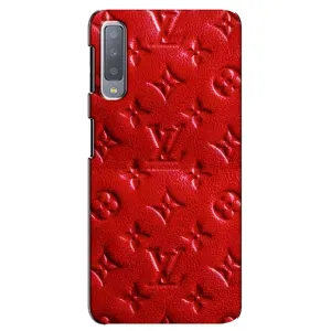 Текстурный Чехол Louis Vuitton для Самсунг А7 (2018) (Красный ЛВ)