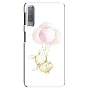 Силиконовый бампер с картинкой животных для Samsung Galaxy A7-2018, A750 (Кролик и шарики)