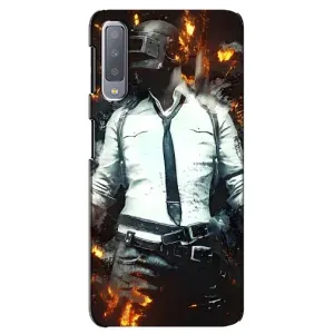 Силиконовый чехол с картинкой "Герой Pubg" на Samsung Galaxy A7-2018, A750 (Man Пубг)