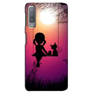Девчачий Чехол для Samsung Galaxy A7-2018, A750 (На качели)