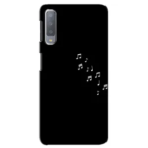 Чехол с картинками на черном фоне для Samsung Galaxy A7-2018, A750 (Ноты)