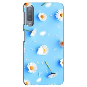 Чехол с Цветами для Samsung Galaxy A7-2018, A750 (ромашки на голубом)