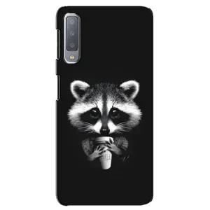 Силиконовый Чехол с Енотами на Samsung Galaxy A7-2018, A750 (С кофем)