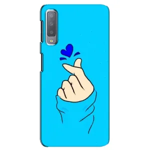 Чехлы (Знак сердечка) на Samsung Galaxy A7-2018, A750 (Сердце на синем)