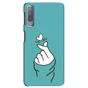 Чехлы (Знак сердечка) на Samsung Galaxy A7-2018, A750 (Сердечко на бирюзовом)