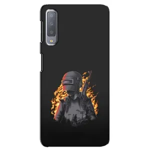Силиконовый чехол с картинкой "Герой Pubg" на Samsung Galaxy A7-2018, A750 (В огне)