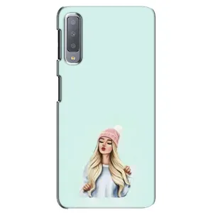 Силиконовый Чехол на Samsung Galaxy A7-2018, A750 с картинкой Стильных Девушек (В шапке)