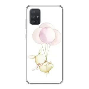 Силиконовый бампер с картинкой животных для Samsung Galaxy A71 (A715) (Кролик и шарики)