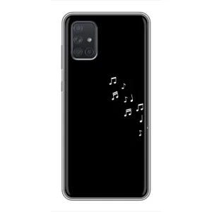 Чехол с картинками на черном фоне для Samsung Galaxy A71 (A715) (Ноты)