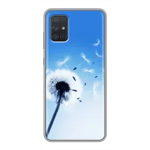 Силиконовый Чехол с одуванчиками на Samsung Galaxy A71 (A715) (Одуванчик на голубом)