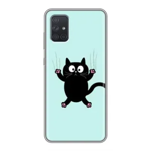 Силиконовый чехол с котиком для Samsung Galaxy A71 (A715) (Падающий кот)