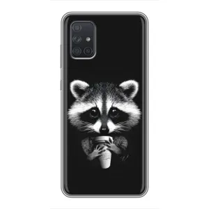 Силиконовый Чехол с Енотами на Samsung Galaxy A71 (A715) (С кофем)