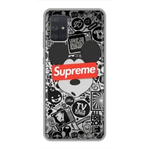Чохол з Брендами одягу на Самсунг Галаксі А71 (Supreme Маус)