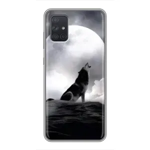 Чехол с Волком на Samsung Galaxy A71 (A715) (Волк и луна)