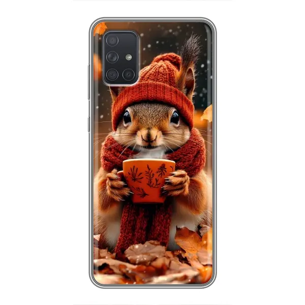 Чехол с рисунком «Белка с кофе» для Samsung Galaxy A72 Чехол с рисунком «Белка с кофе» для Samsung Galaxy A72
