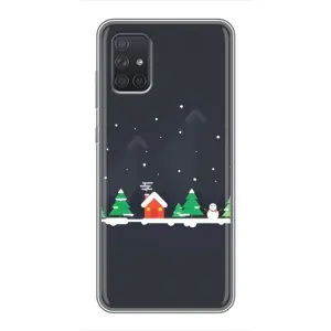 Силиконовый бампер на рождество для Samsung Galaxy A72 (Город зимний)