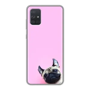 Бампер для Samsung Galaxy A72 с картинкой "Песики" (Собака на розовом)