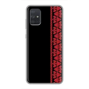 Силиконовый Чехол на Samsung Galaxy A72 с картинкой Вышиванки (Вышиванка на черном)