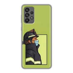 Силиконовый бампер (Работники) на Samsung Galaxy A73 (5G) (Пожарник)